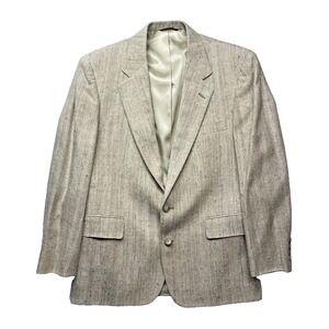 Vintage Nordstrom Blazer Mens 40R beige 100% Silk Wool blend Sport Coat Jacket